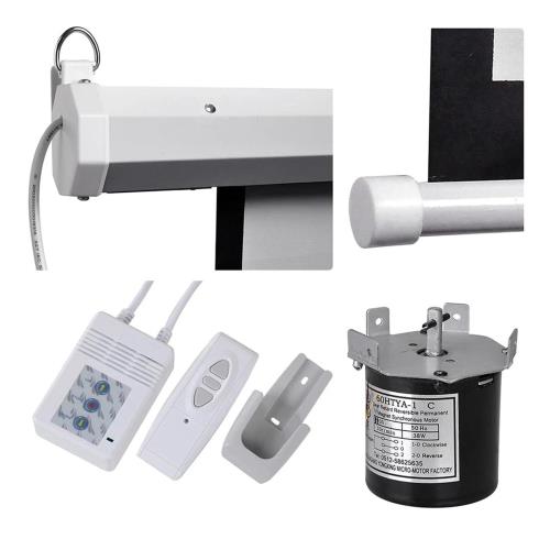 EVEREST EPP-240 240x200 MOTORLU PROJEKSİYON PERDESİ Uzaktan Kumandalı Arkası Siyah Fonlu Duvar ve Tavana Perde